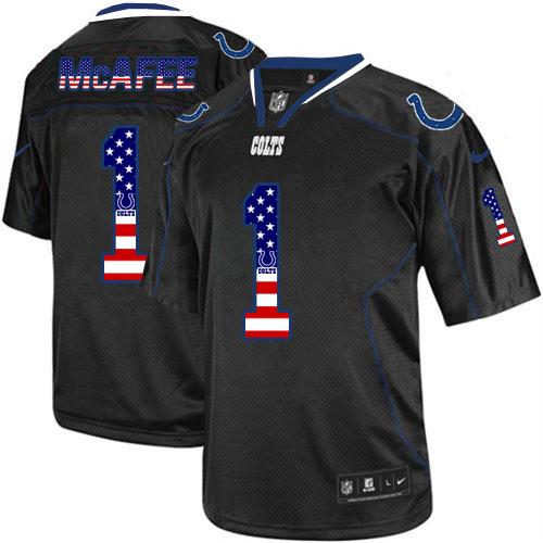  Colts #1 Pat McAfee Black Men's Stitched NFL Elite USA Flag Fashion Jersey