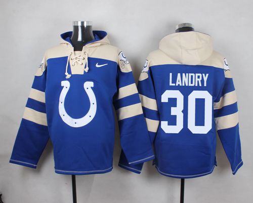  Colts #30 LaRon Landry Royal Blue Player Pullover NFL Hoodie