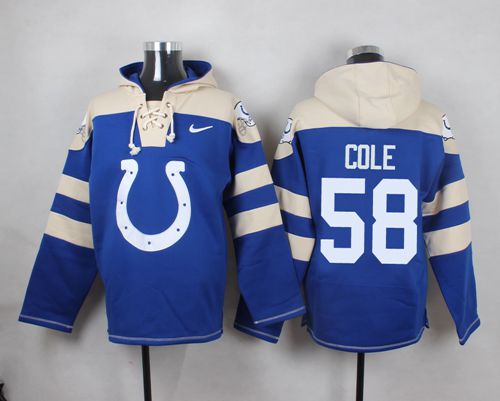  Colts #58 Trent Cole Royal Blue Player Pullover NFL Hoodie