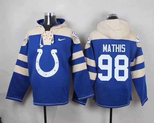  Colts #98 Robert Mathis Royal Blue Player Pullover NFL Hoodie