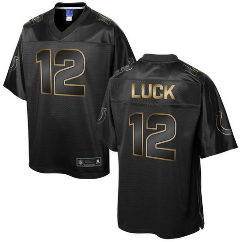  Colts #12 Andrew Luck Pro Line Black Gold Collection Men's Stitched NFL Game Jersey