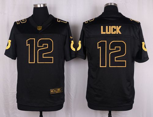  Colts #12 Andrew Luck Black Men's Stitched NFL Elite Pro Line Gold Collection Jersey