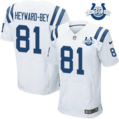  Colts #81 Darrius Heyward Bey White With 30TH Seasons Patch Men's Stitched NFL Elite Jersey