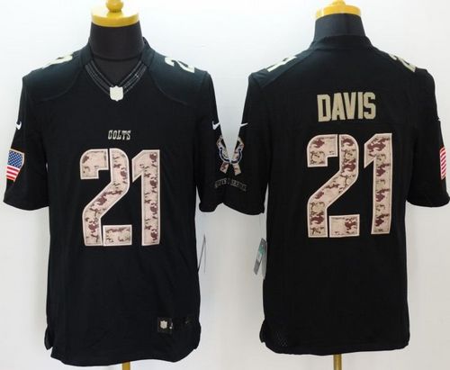  Colts #21 Vontae Davis Black Men's Stitched NFL Limited Salute to Service Jersey