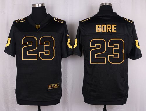  Colts #23 Frank Gore Black Men's Stitched NFL Elite Pro Line Gold Collection Jersey