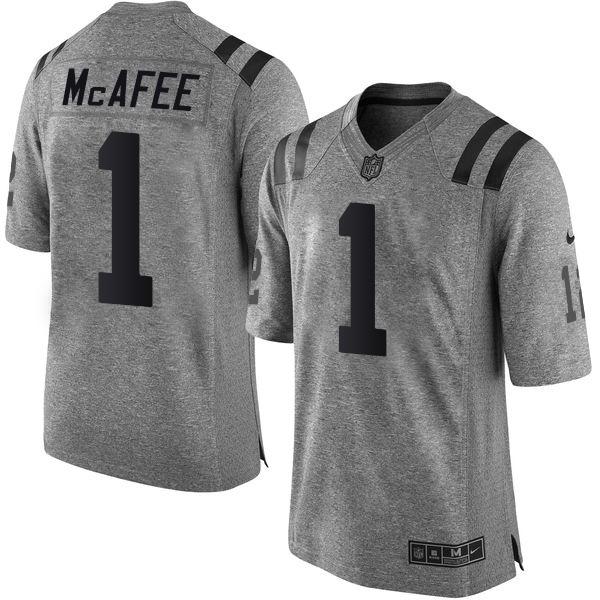  Colts #1 Pat McAfee Gray Men's Stitched NFL Limited Gridiron Gray Jersey