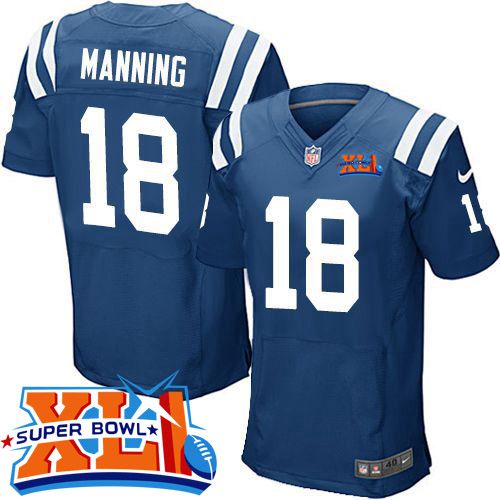  Colts #18 Peyton Manning Royal Blue Team Color Super Bowl XLI Men's Stitched NFL Elite Jersey