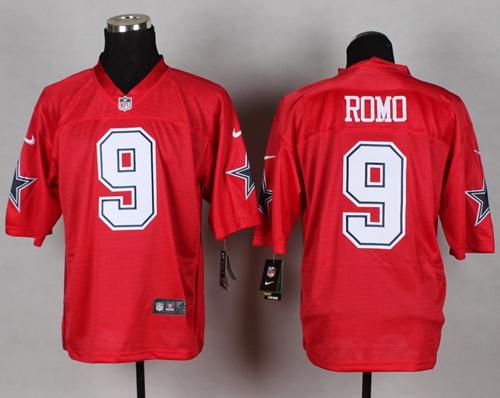  Cowboys #9 Tony Romo Red Men's Stitched NFL Elite QB Practice Jersey