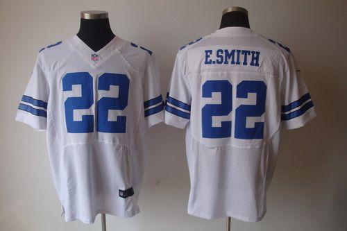  Cowboys #22 Emmitt Smith White Men's Stitched NFL Elite Jersey