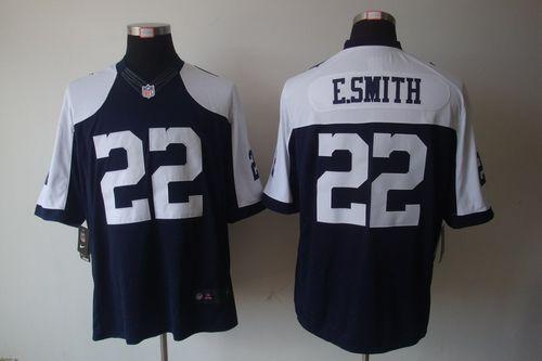  Cowboys #22 Emmitt Smith Navy Blue Thanksgiving Men's Throwback Stitched NFL Limited Jersey