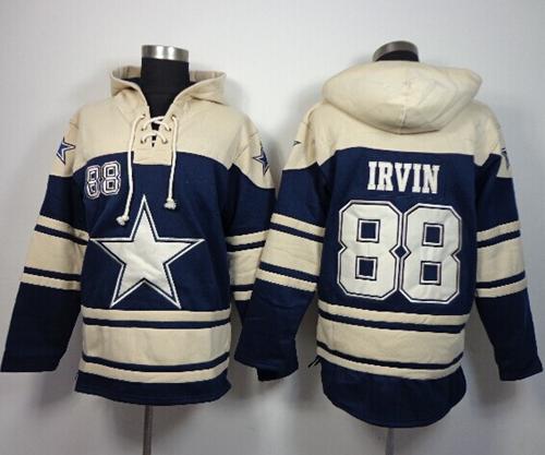 Dallas Cowboys #88 Michael Irvin Navy Blue Sawyer Hooded Sweatshirt NFL Hoodie