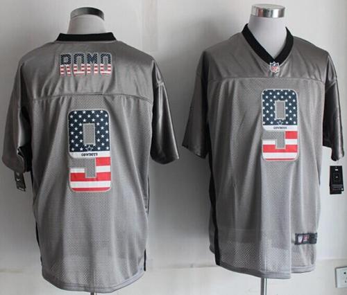  Cowboys #9 Tony Romo Grey Men's Stitched NFL Elite USA Flag Fashion Jersey