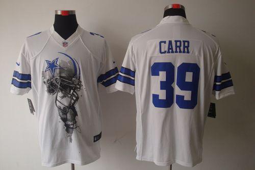  Cowboys #39 Brandon Carr White Men's Stitched NFL Helmet Tri Blend Limited Jersey