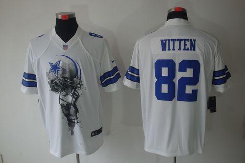  Cowboys #82 Jason Witten White Men's Stitched NFL Helmet Tri Blend Limited Jersey