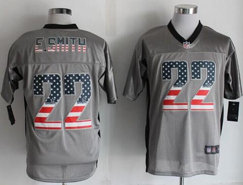  Cowboys #22 Emmitt Smith Grey Men's Stitched NFL Elite USA Flag Fashion Jersey