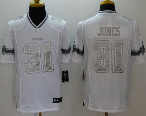  Cowboys #31 Byron Jones White Men's Stitched NFL Limited Platinum Jersey