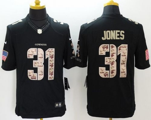  Cowboys #31 Byron Jones Black Men's Stitched NFL Limited Salute to Service Jersey