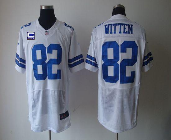  Cowboys #82 Jason Witten White With C Patch Men's Stitched NFL Elite Jersey