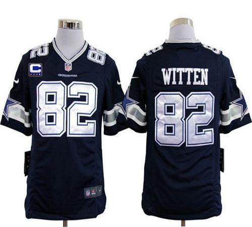  Cowboys #82 Jason Witten Navy Blue Team Color With C Patch Men's Stitched NFL Game Jersey