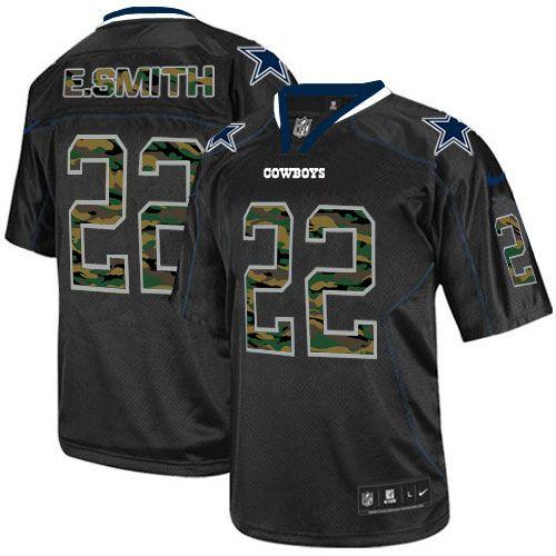  Cowboys #22 Emmitt Smith Black Men's Stitched NFL Elite Camo Fashion Jersey