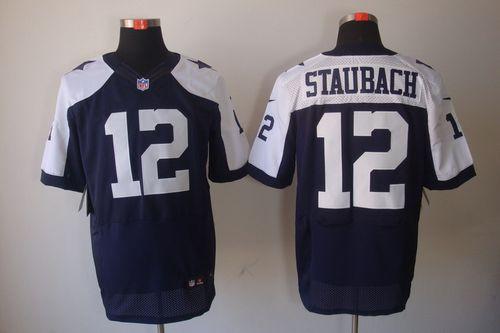  Cowboys #12 Roger Staubach Navy Blue Thanksgiving Throwback Men's Stitched NFL Elite Jersey