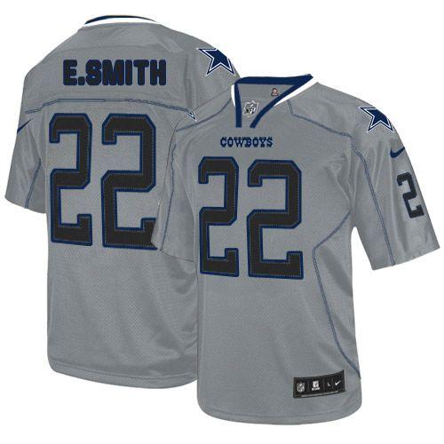  Cowboys #22 Emmitt Smith Lights Out Grey Men's Stitched NFL Elite Jersey