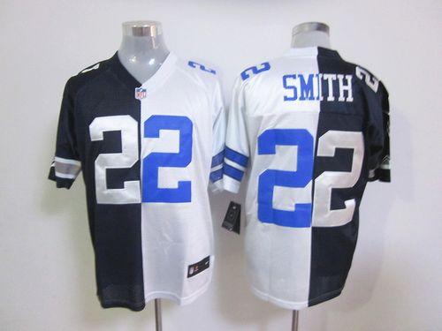  Cowboys #22 Emmitt Smith Navy Blue/White Men's Stitched NFL Elite Split Jersey