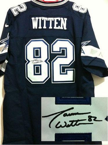  Cowboys #82 Jason Witten Navy Blue Team Color Men's Stitched NFL Elite Autographed Jersey
