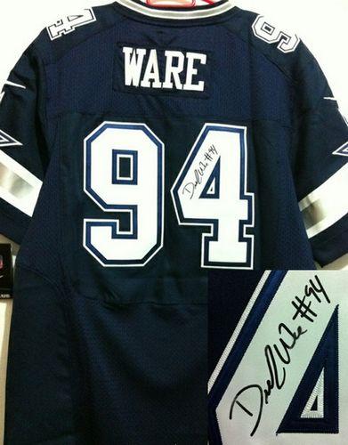  Cowboys #94 DeMarcus Ware Navy Blue Team Color Men's Stitched NFL Elite Autographed Jersey