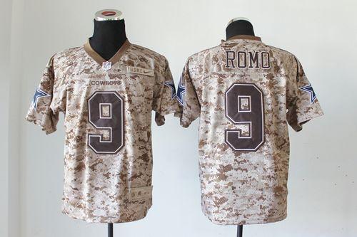  Cowboys #9 Tony Romo Camo USMC Men's Stitched NFL New Elite Jersey