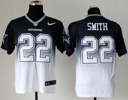  Cowboys #22 Emmitt Smith Navy Blue/White Men's Stitched NFL Elite Fadeaway Fashion Jersey