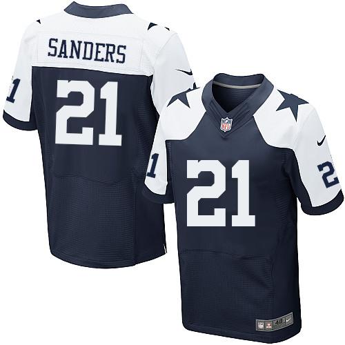  Cowboys #21 Deion Sanders Navy Blue Thanksgiving Men's Stitched NFL Throwback Elite Jersey