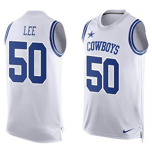  Cowboys #50 Sean Lee White Men's Stitched NFL Limited Tank Top Jersey