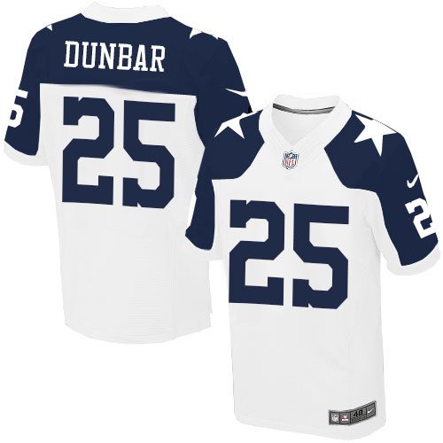  Cowboys #25 Lance Dunbar White Thanksgiving Throwback Men's Stitched NFL Elite Jersey
