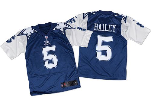  Cowboys #5 Dan Bailey Navy Blue/White Throwback Men's Stitched NFL Elite Jersey