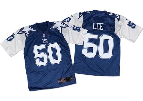  Cowboys #50 Sean Lee Navy Blue/White Throwback Men's Stitched NFL Elite Jersey