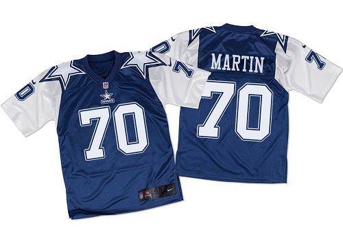  Cowboys #70 Zack Martin Navy Blue/White Throwback Men's Stitched NFL Elite Jersey