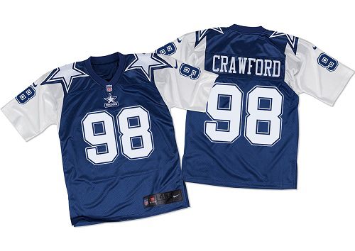  Cowboys #98 Tyrone Crawford Navy Blue/White Throwback Men's Stitched NFL Elite Jersey