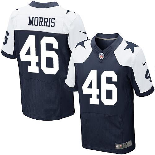  Cowboys #46 Alfred Morris Navy Blue Thanksgiving Men's Stitched NFL Throwback Elite Jersey