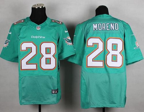  Dolphins #28 Knowshon Moreno Aqua Green Team Color Men's Stitched NFL Elite Jersey