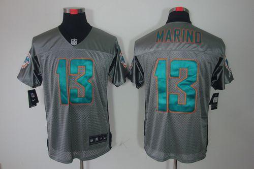  Dolphins #13 Dan Marino Grey Shadow Men's Stitched NFL Elite Jersey