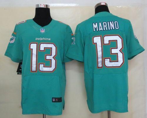  Dolphins #13 Dan Marino Aqua Green Team Color Men's Stitched NFL Elite Jersey