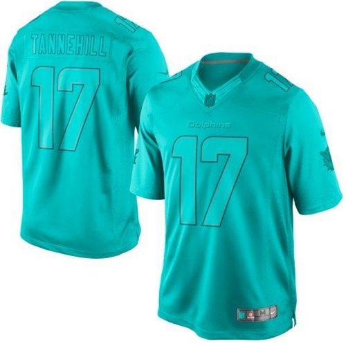  Dolphins #17 Ryan Tannehill Aqua Green Men's Stitched NFL Drenched Limited Jersey