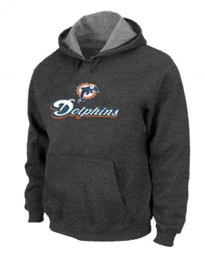 Miami Dolphins Authentic Logo Pullover Hoodie Dark Grey