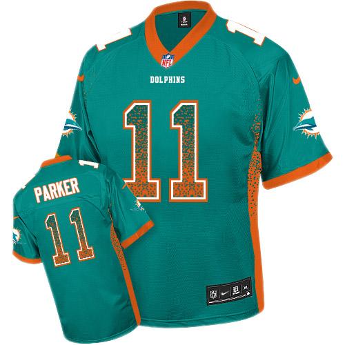  Dolphins #11 DeVante Parker Aqua Green Team Color Men's Stitched NFL Elite Drift Fashion Jersey