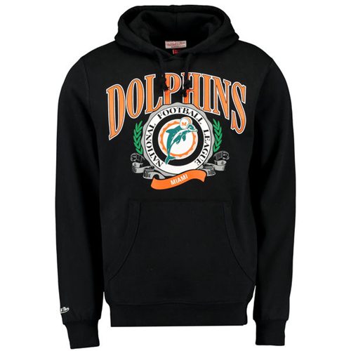 Miami Dolphins Mitchell & Ness Fair Catch Pullover Hoodie Black
