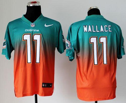  Dolphins #11 Mike Wallace Aqua Green/Orange Men's Stitched NFL Elite Fadeaway Fashion Jersey