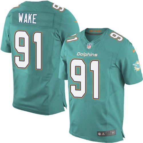  Dolphins #91 Cameron Wake Aqua Green Team Color Men's Stitched NFL New Elite Jersey