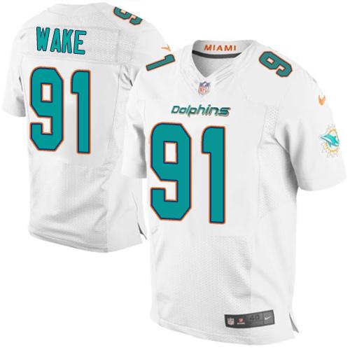  Dolphins #91 Cameron Wake White Men's Stitched NFL New Elite Jersey