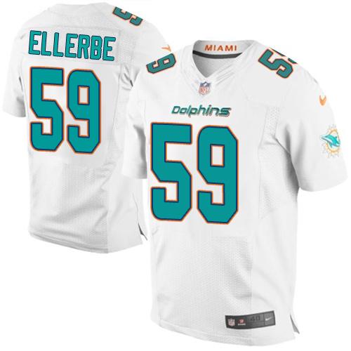  Dolphins #59 Dannell Ellerbe White Men's Stitched NFL New Elite Jersey